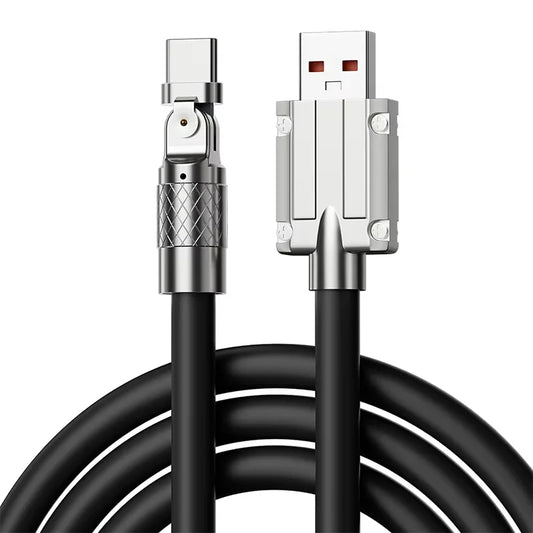 USB to Type C 180 Degree Rotation Charge Data Cable 120W Super Fast Charge Cord High Speed Data Transfer Wire for Iphone Samsung